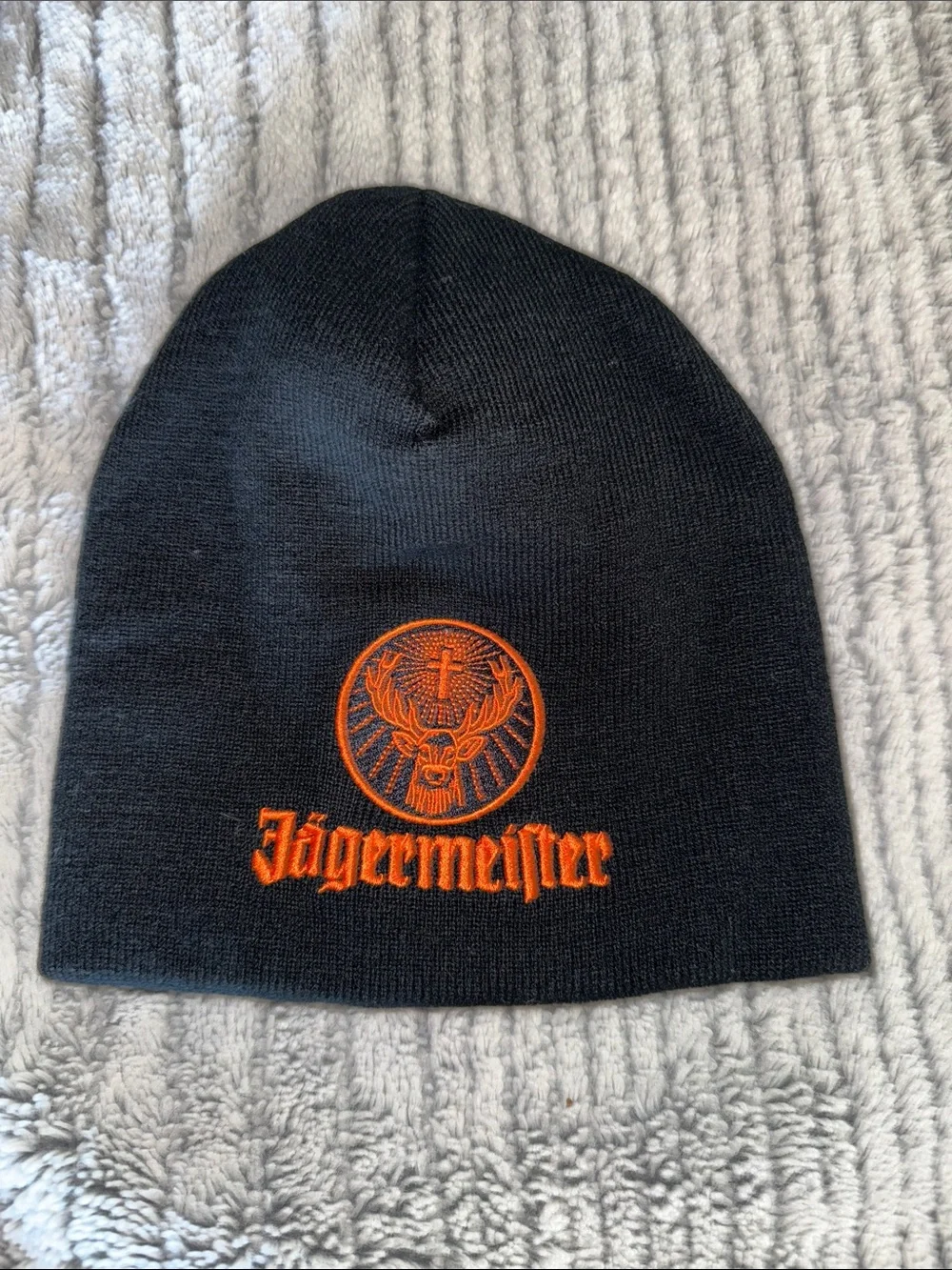 Jagermeister Black Beanie with Orange Embroidered Logo